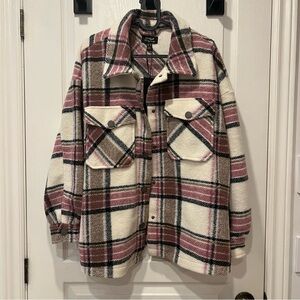 ONLY pink/cream oversized plaid jacket